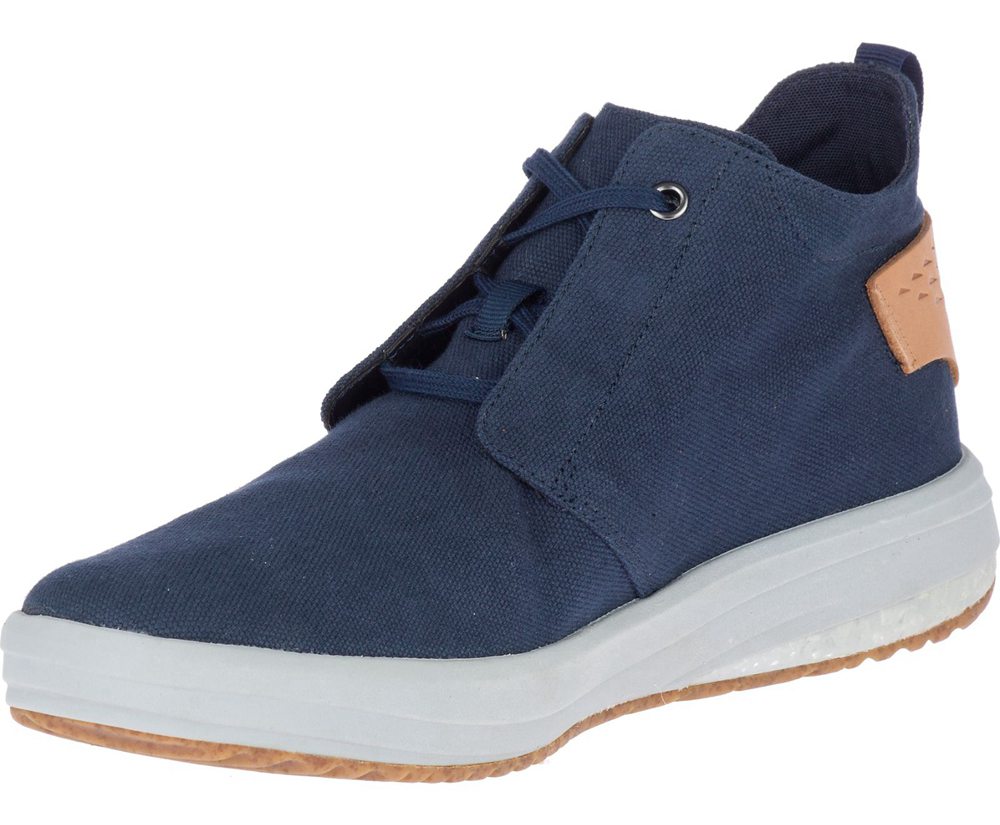 Merrell Sneakers Navy - Gridway Mid Canvas - Mens 46PXNTSWR
